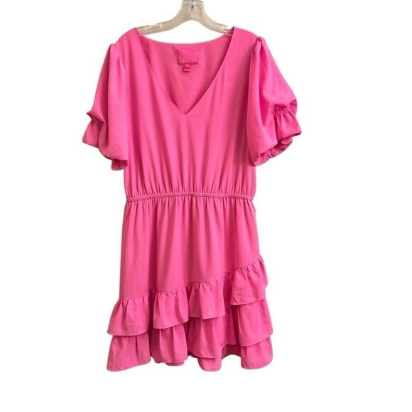 Lilly Pulitzer Martha Stretch Ruffle Dress in Prosecco Pink Size 16 - Picture 1 of 6